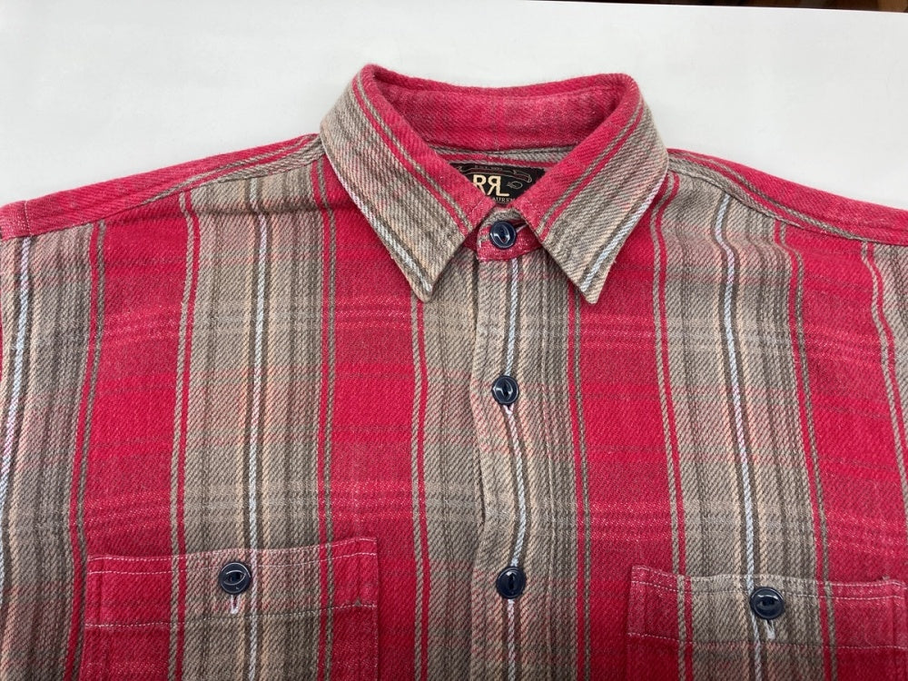 【希少】RRL ネルシャツ 三ツ星 初期タグ 90s チェック S 猫目ボタン 希少】RRL ネルシャツ 三ツ星 初期タグ 90s チェック S 猫目