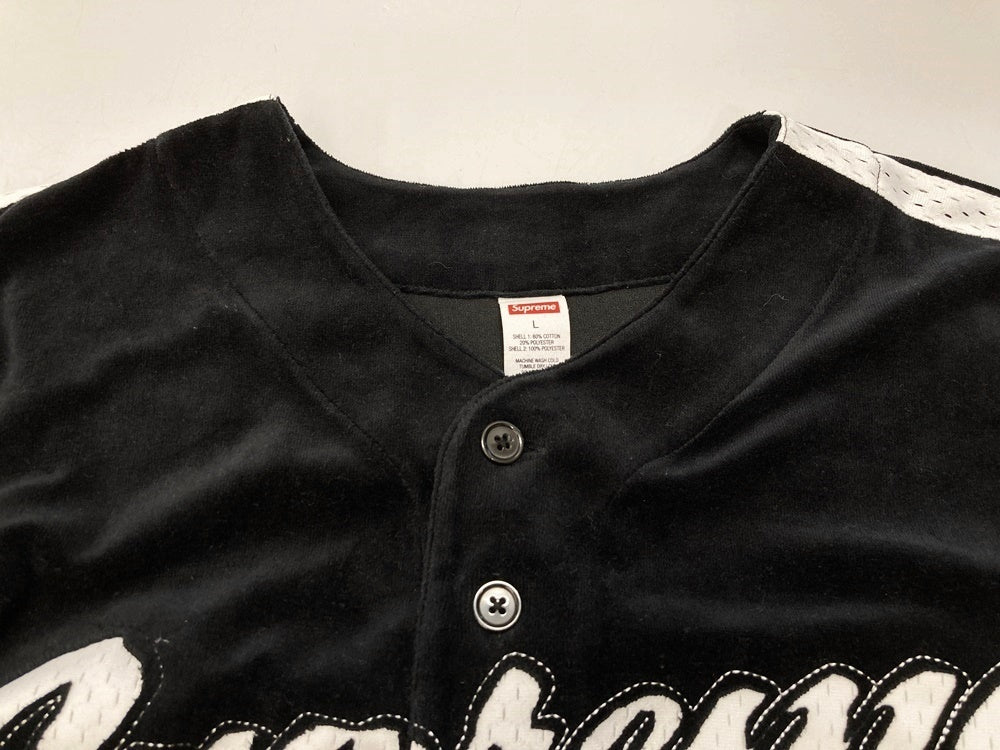 シュプリーム SUPREME Velour Baseball Jersey Black ベロア ベース  