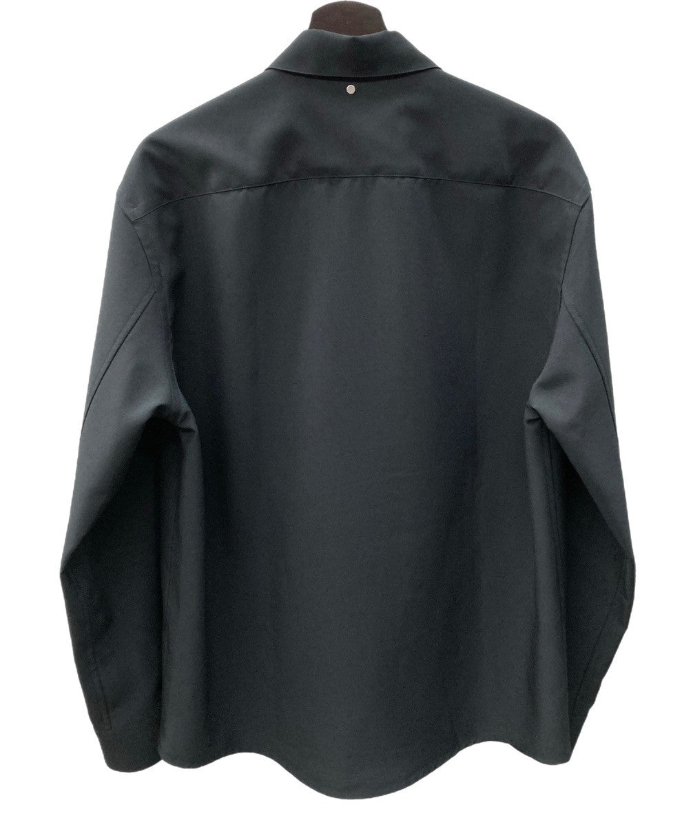 オーエーエムシー OAMC IAN SHIRT ジップアップシャツジャケット ジップジャケット パッチポケット フロントジップ ロゴ ロングスリーブ  黒 OAMU602366 ジャケット 無地 ブラック Mサイズ 104MT-208 | 古着通販のドンドンサガール