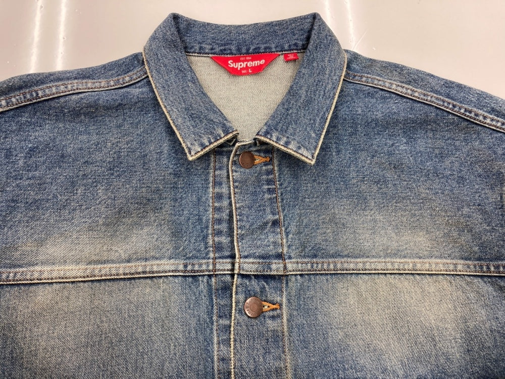 Supreme ディストレストセルビッジトラッカージャケット