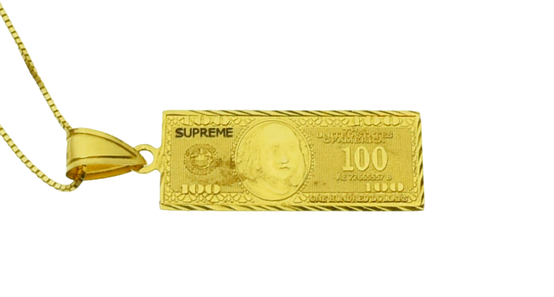 シュプリーム SUPREME 17AW 14K 100 Dollar Bill Gold Pendant 14金 100 ドル モチーフ ゴールド  ペンダント ベックレス メンズジュエリー・アクセサリー ネックレス・ペンダント 無地 ゴールド 103goods-1 | 古着通販のドンドンサガール