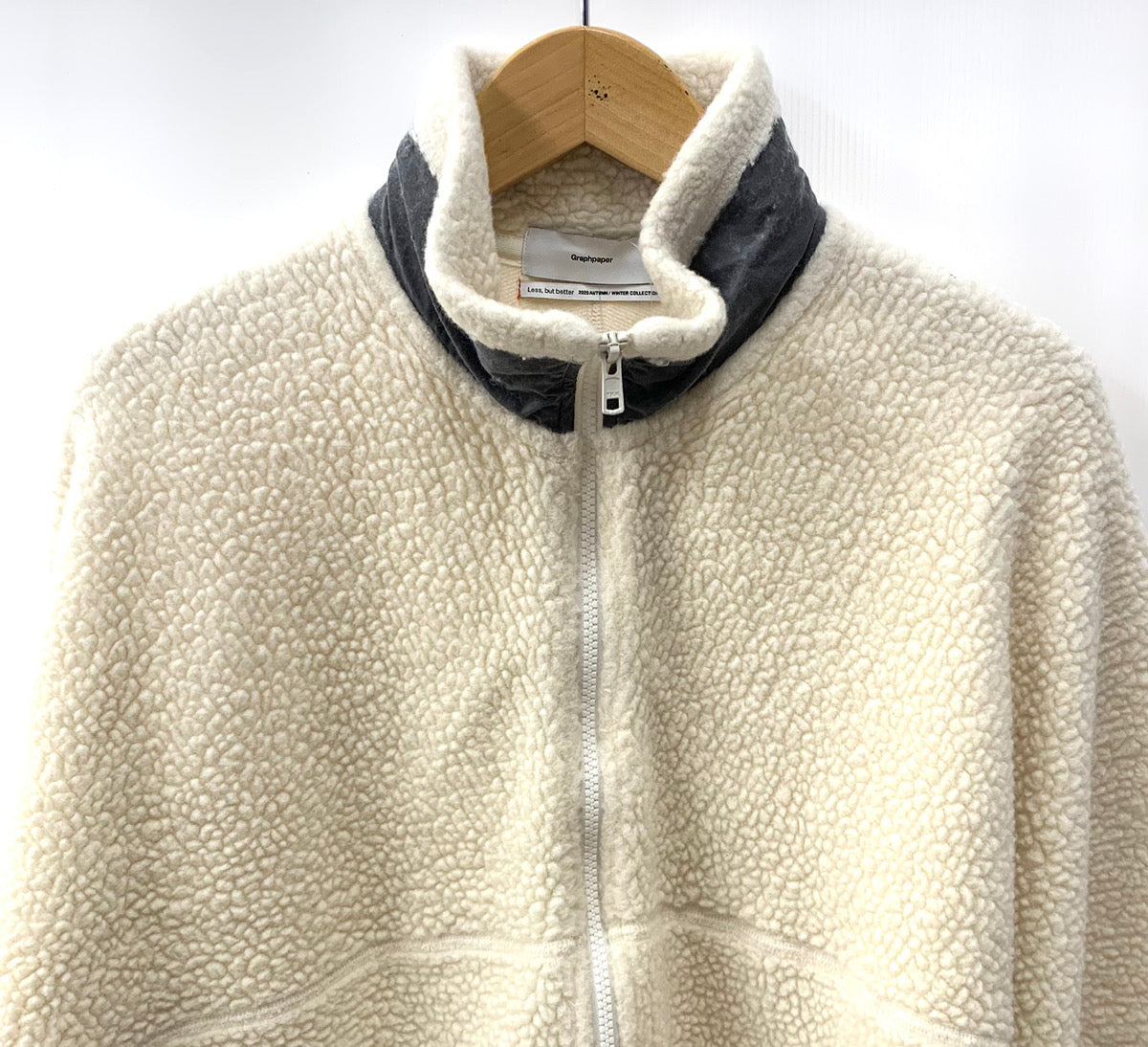 グラフペーパー Graphpaper Wool Boa Zip-Up Blouson ボアジャケット GU203-70166 ジャケット 無地  ベージュ 2サイズ 201MT-2009