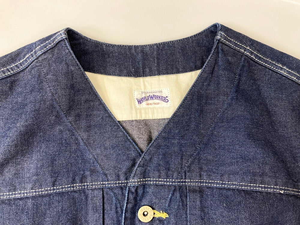 ワールドワーカーズ WORLD WORKERS ノーカラーデニムジャケット DENIM