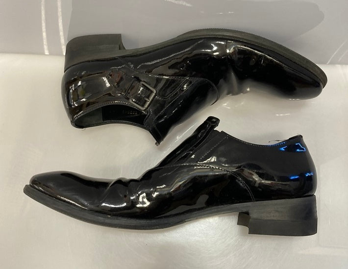 イヴ・サンローラン Yves Saint Laurent エナメルローファー モンクシューズ 黒 メンズ靴 ローファー ブラック  101-shoes913