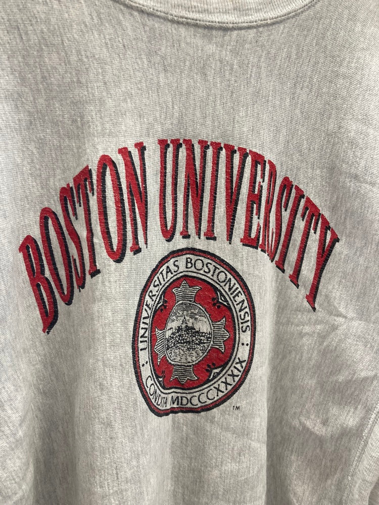 チャンピオン Champion 90s～ 刺繍タグ USA製 カレッジプリント リバースウィーブ REVERSE WEAVE BOSTON  UNIVERSITY ヴィンテージ プルオーバー クルーネック US古着 アメカジ XL スウェット プリント グレー LLサイズ  101MT-1810 | 古着通販のドンドンサガール