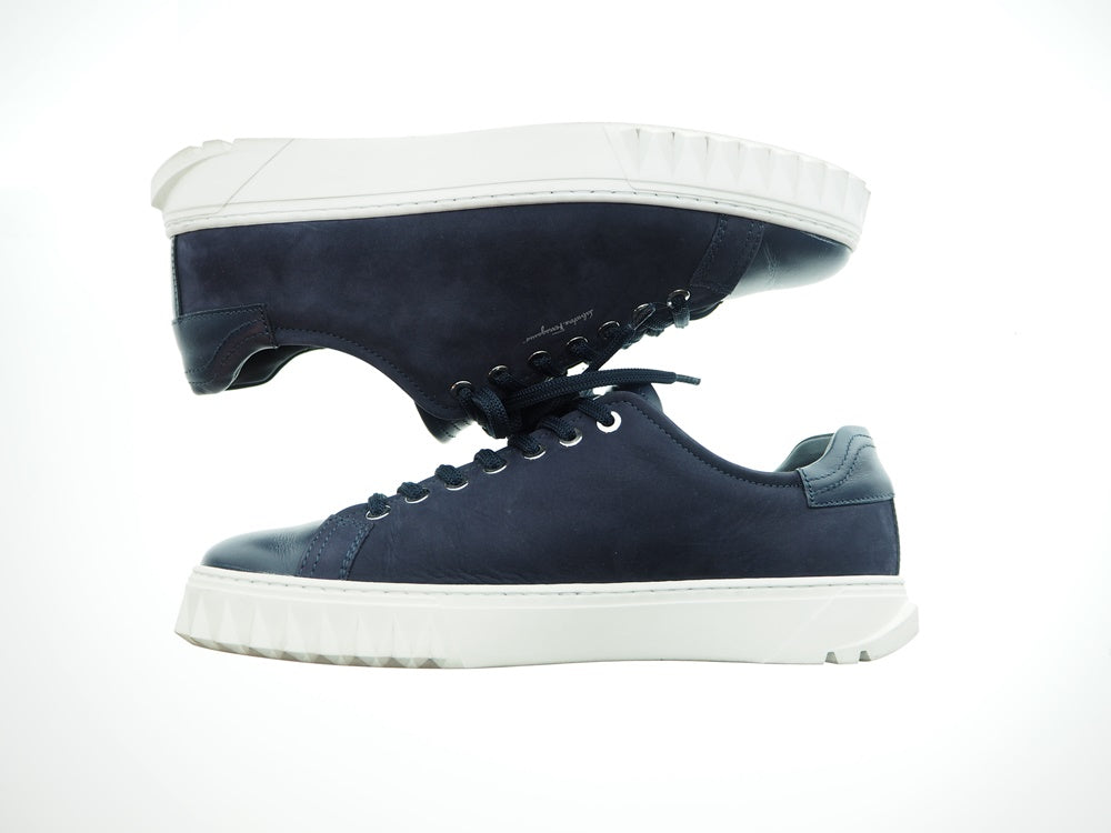 サルバトーレ フェラガモ Salvatore Ferragamo CUBE cm INDIGO NUBUCK CALF SNEAKER  bluemarine ヌバック カーフ スニーカー レザースニーカー サイズ７1/2 686300 メンズ靴 スニーカー ネイビー  101-shoes392 | 古着通販のドンドンサガール