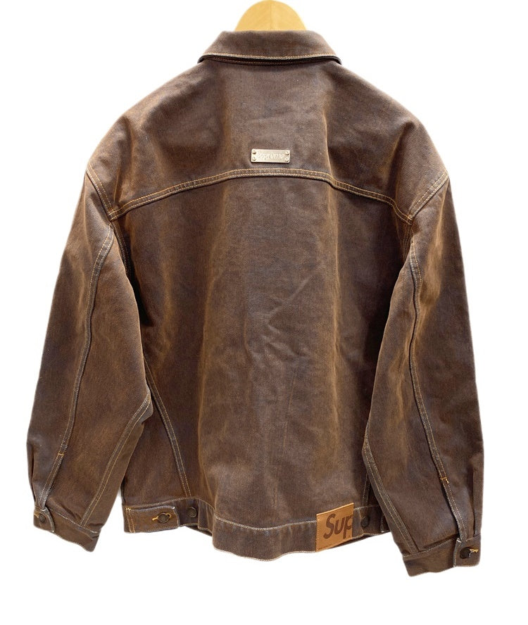 Supreme FLOCKED TRUCKER JACKET BROWN XLサイズXL - Gジャン/デニム