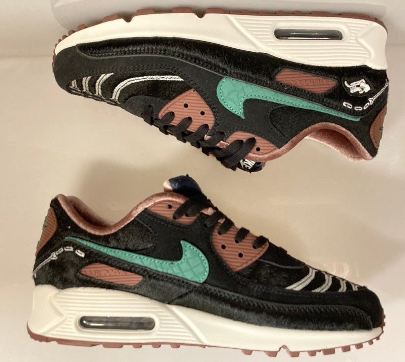 ナイキ NIKE W AIR MAX 90 SE BLACK/GREEN NOISE-SAIL-VELVET BROWN