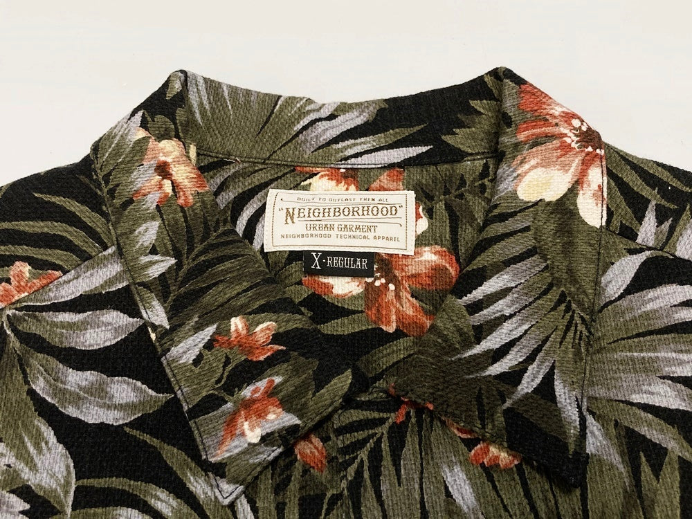 ネイバーフッド NEIGHBORHOOD ALOHA CL-SHIRT アロハシャツ 花柄 黒 161BENH-SHM02M XL 半袖シャツ 総柄  ブラック LLサイズ 101MT-2077