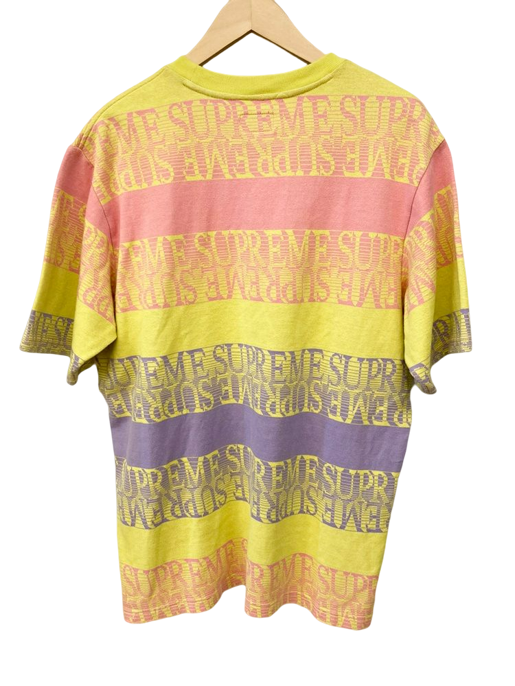 シュプリーム SUPREME Text Stripe Jacquard S/S Top Yellow 19SS 半袖 トップス マルチカラー系  Tシャツ 総柄 マルチカラー Mサイズ 101MT-1239