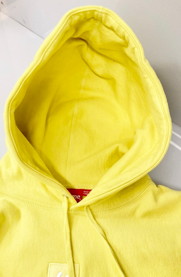 Supreme シュプリーム 19SS Contrast Embroidered Hooded Sweatshirt コントラストロゴ刺繍 スウェットプルオーバーパーカー M Pale Yellow 長袖 ステッチ イエロー トップス【Supreme】