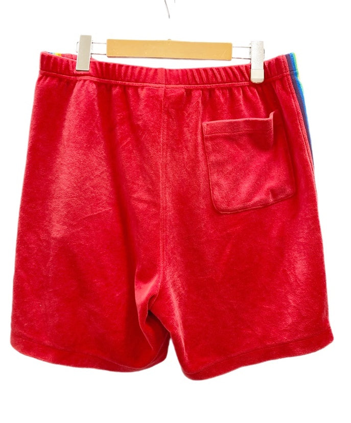 シュプリーム SUPREME × HYSTERIC GLAMOUR ヒステリックグラマー Velour Short Dusty Red ベロア  ショーツ ショートパンツ ハーフパンツ ハーフパンツ ライン レッド Mサイズ 101MB-369