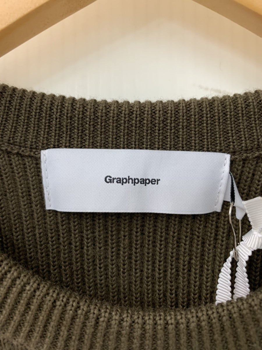 グラフペーパー Graphpaper HIGH DENSITY CREW NECK クルーネックセーター ニット GU193-80084 セーター  無地 カーキ 201MT-479