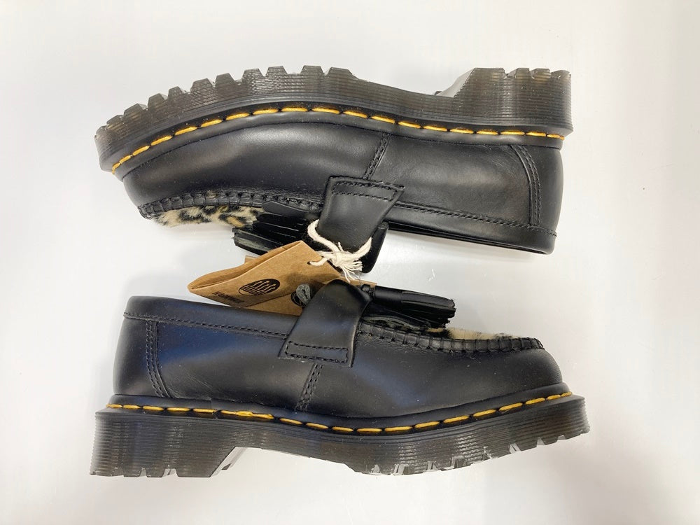 ドクターマーチン Dr.Martens ADRIAN LEOPARD FUR TASSLE LOAFER エイドリアン レオパード ファー タッセル  ローファー ヒョウ柄 黒 レディース靴 その他 ブラック UK3(参考サイズ約23cm) 101-shoes1354