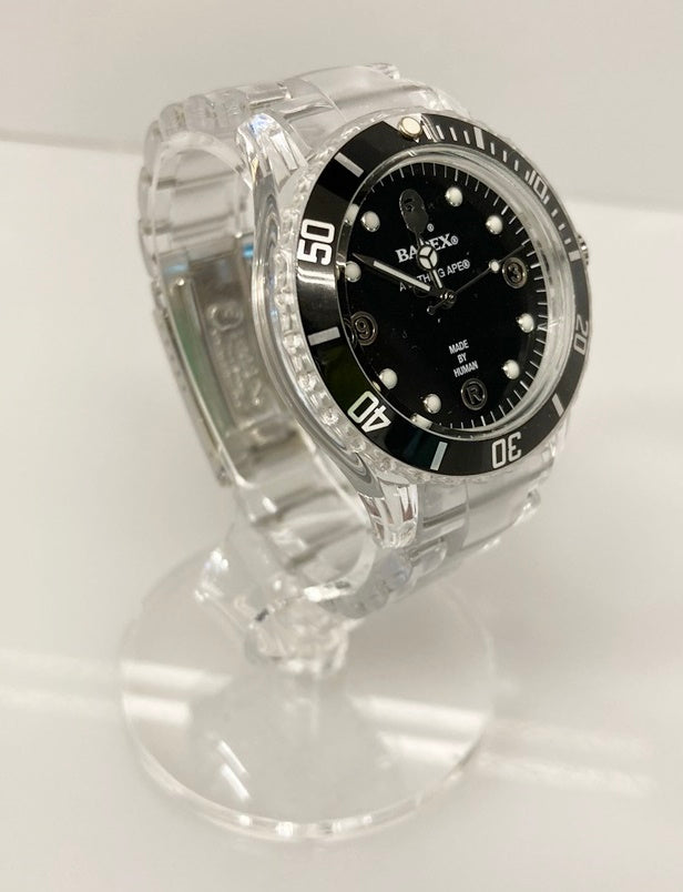 ア ベイシング エイプ A BATHING APE BAPE - BAPEX CLEAR WATCHES クリア ウォッチ エイプ 透明 腕時計 時計  メンズ腕時計ブラック 101watch-32 | 古着通販のドンドンサガール