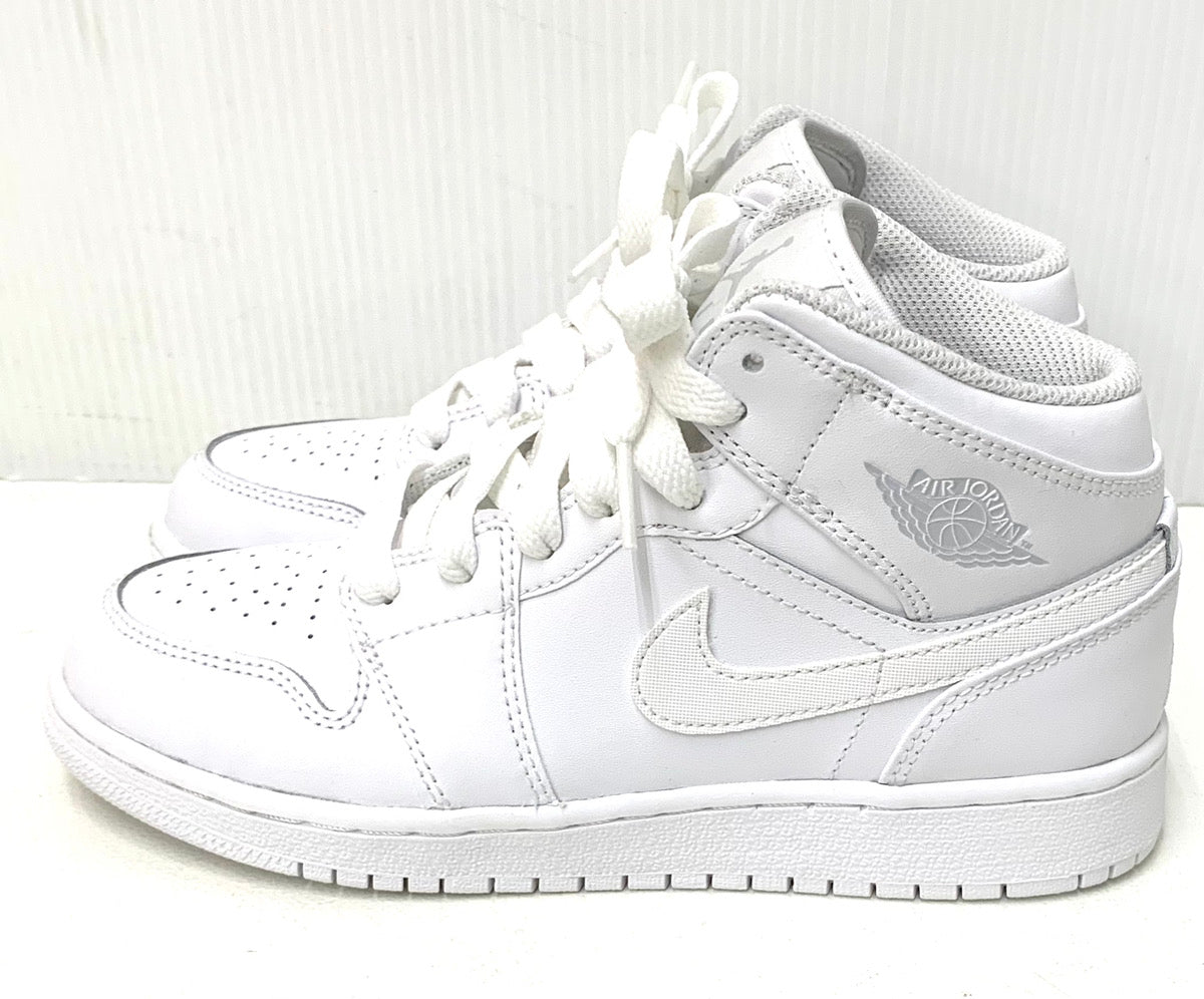 ナイキ NIKE AIR JORDAN 1 MID BG WHITE/PURE PLATINUM-WHITE 18SP-I 554725-104  レディース靴 スニーカー ロゴ ホワイト 23cm 201-shoes483