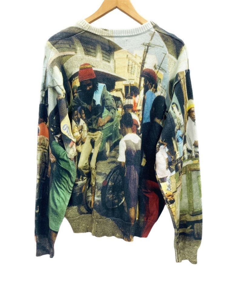 ステューシー STUSSY PETER TOSH PRINT SWEATER プリントセーター ニット プルオーバー セーター 総柄 マルチカラー  Lサイズ 101MT-1999 | 古着通販のドンドンサガール