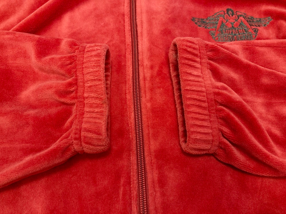 シュプリーム SUPREME HYSTERIC GLAMOUR Velour Track Jacket Red ヒステリック グラマー ベロア  ジャージ 赤 ジャケット ロゴ レッド Lサイズ 101MT-1842