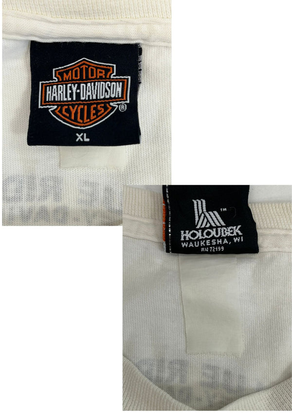 ハーレーダビッドソン Harley-Davidson 00’s BLUE RIDGE バーアンドシールドロゴ トライバル柄 袖プリント 両面プリント VINTAGE ヴィンテージ XL ロンT ホワイト LLサイズ 101MT-4567