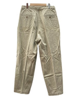 ダブルアールエル RRL 90s TACK CHINO PANTS タック チノ パンツ ジップフライ ワーク トラウザーズ 三ツ星タグ USA製 Ralph Lauren 薄茶 無地 チノパン ベージュ 33×31 104MB-343