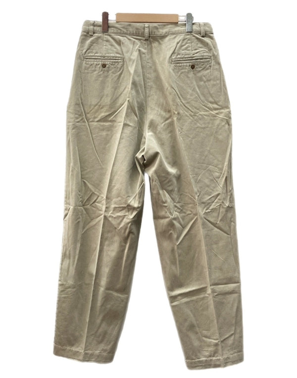 ダブルアールエル RRL 90s TACK CHINO PANTS タック チノ パンツ ジップフライ ワーク トラウザーズ 三ツ星タグ USA製 Ralph Lauren 薄茶 無地 チノパン ベージュ 33×31 104MB-343