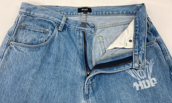 ハフ HUF LOOSIES WASHED DENIM PANT ルーズ ウォッシュ デニム パンツ 青 プリント デニム ブルー サイズ 32 104MB-324