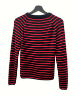 サンローラン Saint Laurent 15AW SHOULDER ZIP WOOL BORDER KNIT ショルダージップ ウール ボーダー ニット 長袖 エディ期 赤 黒 386419 Y1JC1 セーター ボーダー レッド XSサイズ 104MT-1071