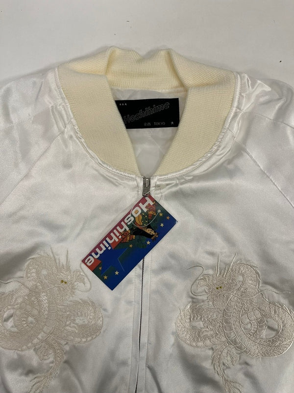 ほしひめ Hoshihime 星姫 スカジャン 龍刺繍 スカジャン サテン 白 F-005 ジャケット ホワイト フリーサイズ 101MT-5385