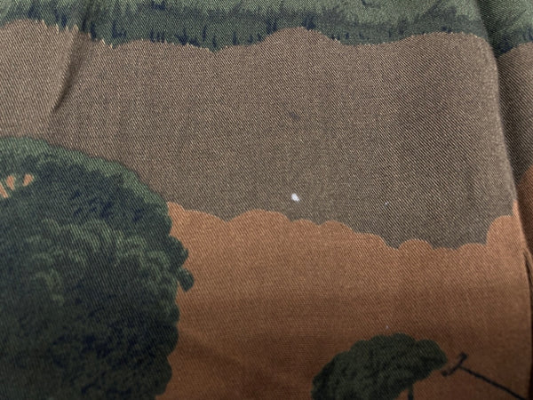 ラルフローレン RalphLauren 90's 90年代 オープンカラー 開襟 ステンカラー フロントボタン レーヨン 馬 HORSE ヴィンテージ VINTAGE マレーシア製 グリーン系 ブラウン系 SIZE12 長袖シャツ 総柄 マルチカラー 104MT-2038