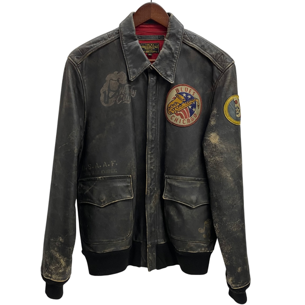 【曜日割引対象外】 アヴィレックス AVIREX A-2 レザー フライトジャケット ジャケット ブラウン 40サイズ 201MT-4518 VB