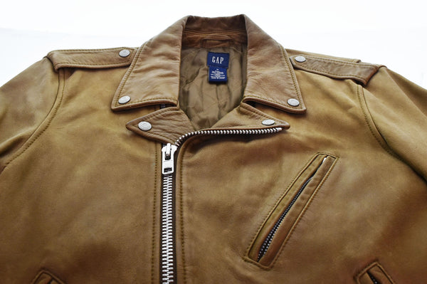 ギャップ GAP OLD GAP 08AW 00'S カウレザー ダブル ライダース オールド キャメル ジャケット ベージュ Mサイズ 103MT-2699