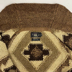 【曜日割引対象外】 ダブルアールエル RRL ハンドニット リネンブレンド ショールカラー カーディガン セーター ブラウン XSサイズ 201MT-4231 VB