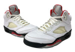 ナイキ NIKE 19年製 AIR JORDAN 5 RETRO FIRE RED エア ジョーダン レトロ ファイヤー レッド AJ5 スウッシュロゴ 白 赤 黒 DA1911-102 メンズ靴 スニーカー ホワイト 27.5cm 104S-844