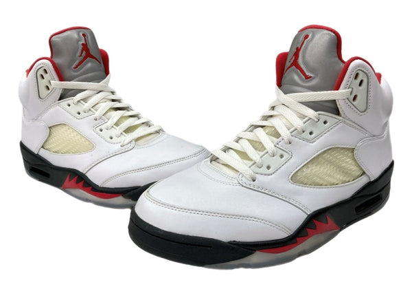 ナイキ NIKE 19年製 AIR JORDAN 5 RETRO FIRE RED エア ジョーダン レトロ ファイヤー レッド AJ5 スウッシュロゴ 白 赤 黒 DA1911-102 メンズ靴 スニーカー ホワイト 27.5cm 104S-844