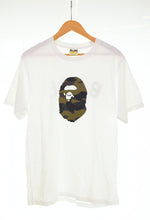 アベイシングエイプ A BATHING APE BAPE Tシャツ カットソー 半袖 ロゴ 迷彩 カモフラ柄  Tシャツ ホワイト Lサイズ 103MT-2999