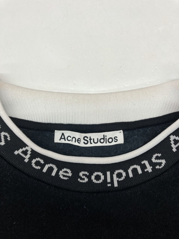 アクネストゥディオズ Acne Studios FULTON LOGO RIB SWEATSHIRT ネックロゴ スウェットシャツ クルーネック 裏起毛 黒 FN-MN-SWEA000176 スウェット ロゴ ブラック XLサイズ 104MT-969