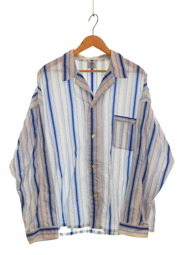 セントマイケル SAINT MICHAEL 22ss STRIPE PJ SHIRT ストライプ パジャマ シャツ SM-S22-0000-047 長袖シャツ ブルー Lサイズ 103MT-3234