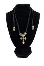 クロムハーツ CHROME HEARTS CH CRS SML クリンプトCHクロスペンダント スモール レザーブレイドネックレス  メンズジュエリー・アクセサリー ネックレス・ペンダント シルバー 101G-206