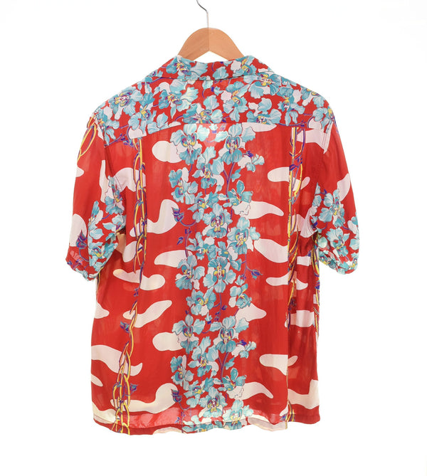 サンサーフ SUN SURF 花柄 ALOHA SHIRT アロハ シャツ オープンカラー レーヨンシャツ SS32708 半袖シャツ レッド Mサイズ 103MT-2715
