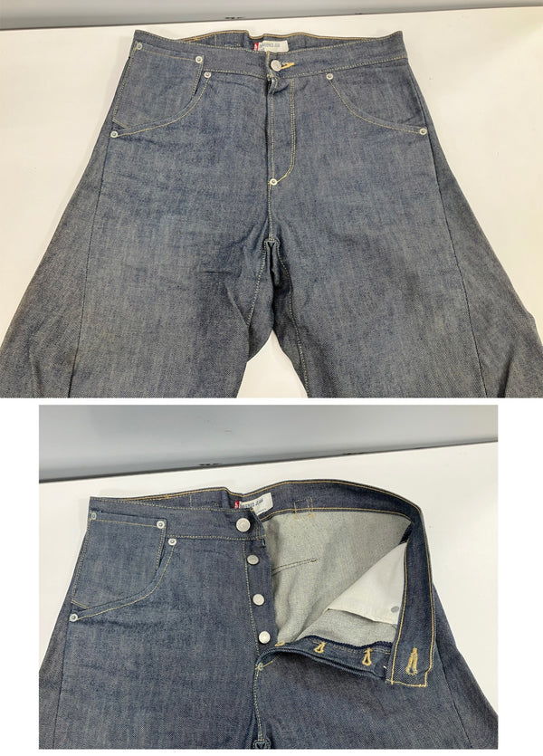 リーバイス Levi's 00's Y2K ENGINEERED JEANS LOOSE エンジニアジーンズ 立体裁断 3D シンチバック 片ポケ カーブパンツ バナナパンツ 日本製 00002-0835 デニム ブルー 30×32 101MB-746