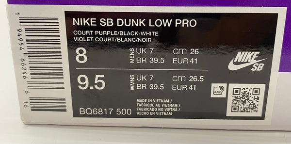 ナイキ NIKE  SB ダンク ロー プロ "コートパープル" SB Dunk Low Pro "Court Purple" BQ6817-500 メンズ靴 スニーカー パープル 26cmサイズ 201-shoes973