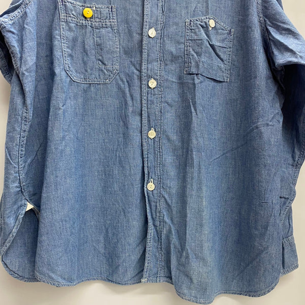 【曜日割引対象外】 ポストオーバーオールズ POST OVERALLS USA製 シャンブレーシャツ ガチャポケ 長袖シャツ ブルー Lサイズ 201MT-4383 VB