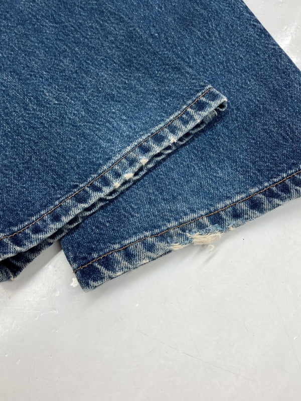 ダブルアールエル RRL DENIM PANTS デニム パンツ ボタンフライ ジーパン ジーンズ USA製 Ralph Lauren インディゴ 青 ロゴ デニム ブルー サイズ 35 104MB-215