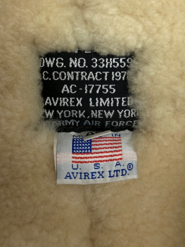アビレックス AVIREX B-3 MOUTON FLIGHT JACKET ムートン フライト ジャケット ボア ジップアップ 軍物 アウター 茶 33H5595 サイズ 40 ジャケット 無地 ブラウン 104MT-1711