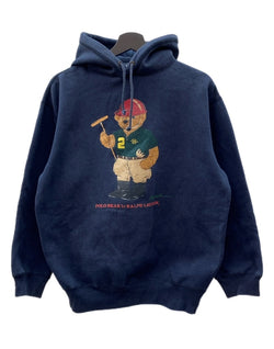 ラルフローレン RalphLauren 90s POLO BEAR HOODY ポロ ベア フーディー パーカー プルオーバー プリント トレーナー 裏起毛 紺 パーカ ロゴ ネイビー Sサイズ 104MT-2306
