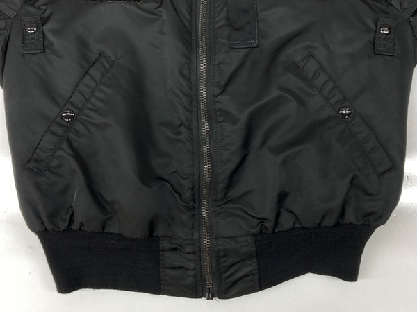 アルファインダストリーズ ALPHA INDUSTRIES B-15D FLIGHT JACKET フライト ジャケット MA-1 襟ファー ジップアップ アウター 黒 ジャケット ロゴ ブラック Mサイズ 104MT-2145