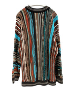 クージー COOGI AUSTRALIA 3D KNIT 3Dニット 総柄 クルーネック 水色系 ブラウン系 セーター マルチカラー Mサイズ 101MT-3544