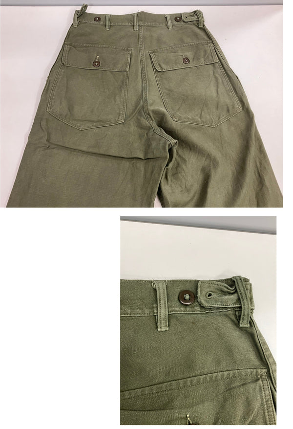 ミリタリー MILITARY 50's 50年代 US ARMY  OG-107 ベイカーパンツ 初期型 サイドアジャスター ボタンフライ コットンサテン Vintage ヴィンテージ ボトムスその他 カーキ 101MB-674