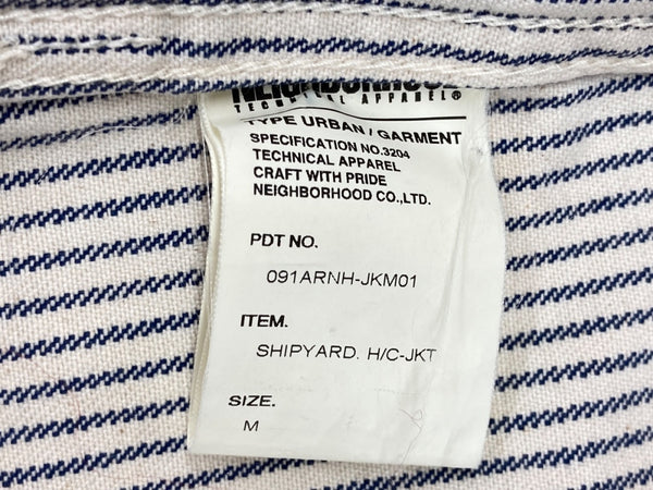 ネイバーフッド NEIGHBORHOOD SHIPYARD H/C-JKT シップヤード ヒッコリー HICKORY カバーオール ワーク ライトアウター JACKET WHITE 白 BLUE 青 091ARNH-JKM01 ジャケット ストライプ ホワイト Mサイズ 104MT-1822