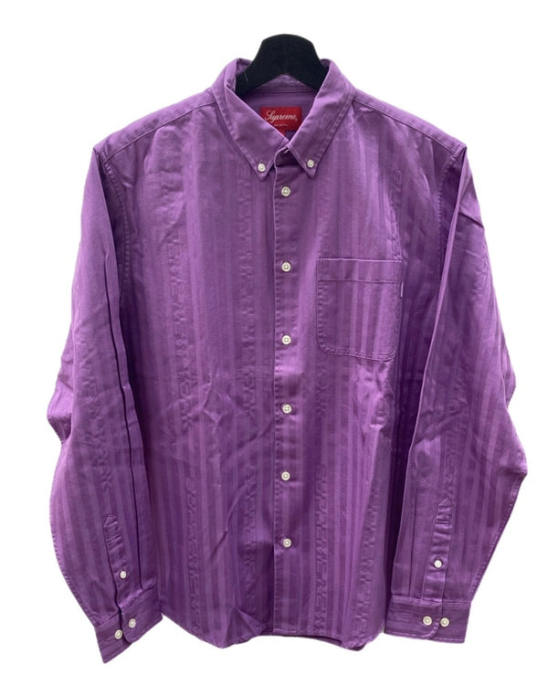 シュプリーム SUPREME 20FW Jacquard Stripe Twill Shirt ジャガード ストライプ ツイル シャツ 紫 長袖シャツ ストライプ パープル Mサイズ 104MT-1707